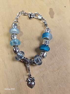 Blue Heart Beaded Handmade Bracelet